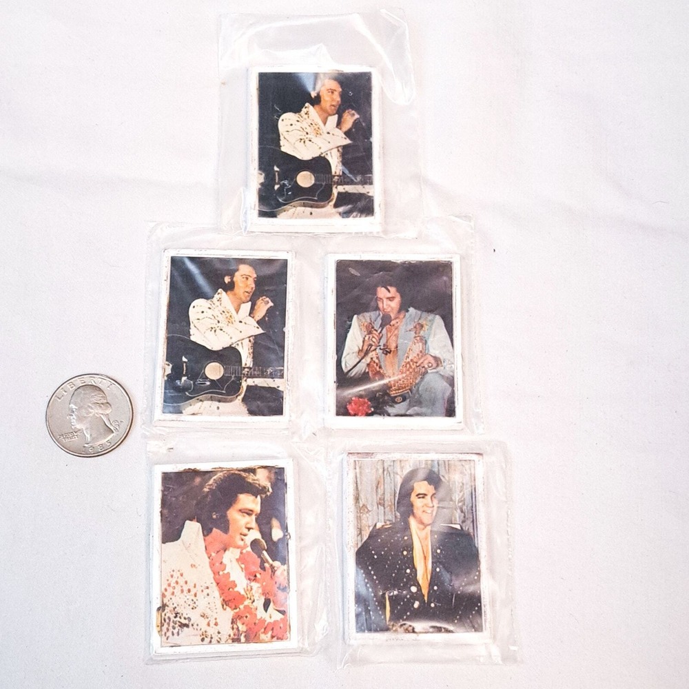 Elvis Presley Magnets‎ Vintage 70s Set of 5 Photo Cards Refrigerator Collectible